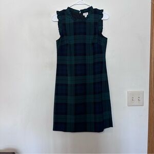 J. Crew Green and Blue Plaid Midi Dress